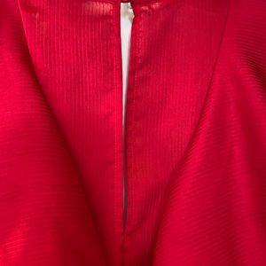 Red ruffle maxi with deep v neck